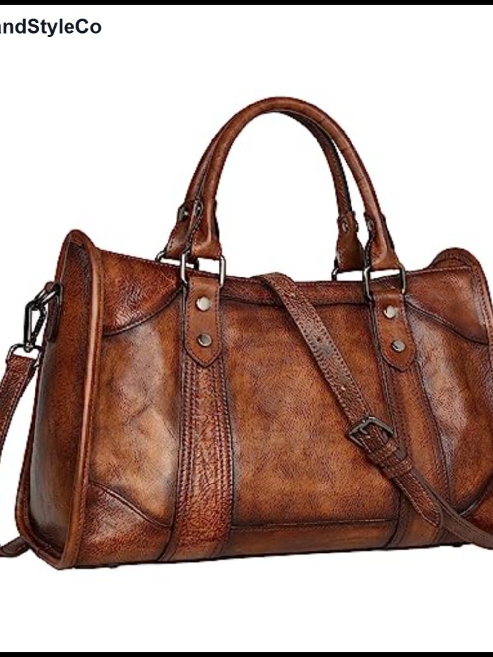 Genuine Leather Satchel Tote Shoulder Bag Removable Strap